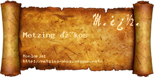 Metzing Ákos névjegykártya